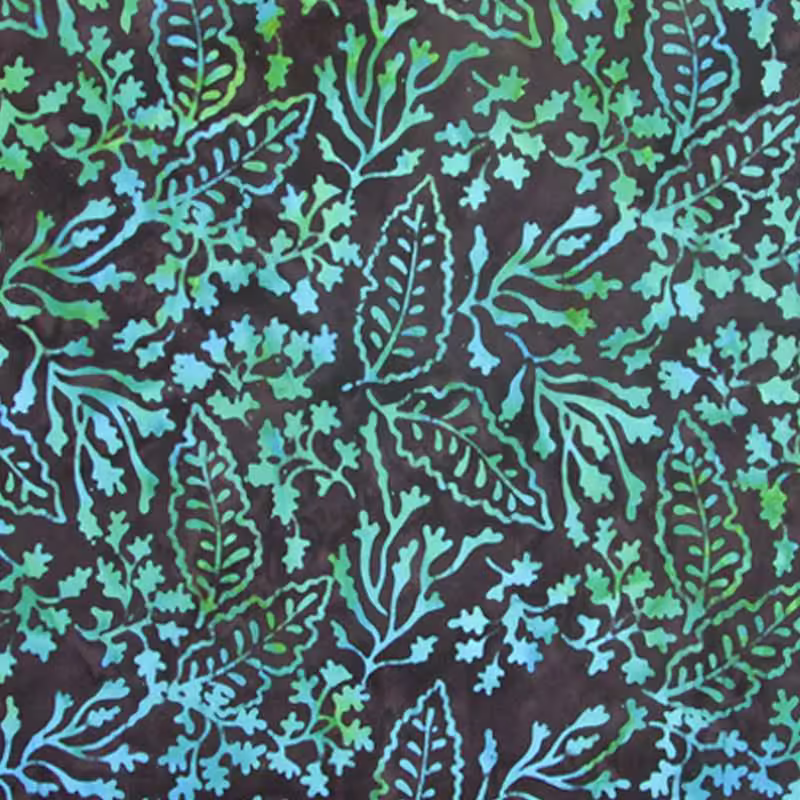 | Verity Blue Studio Batik Teal Leaves
