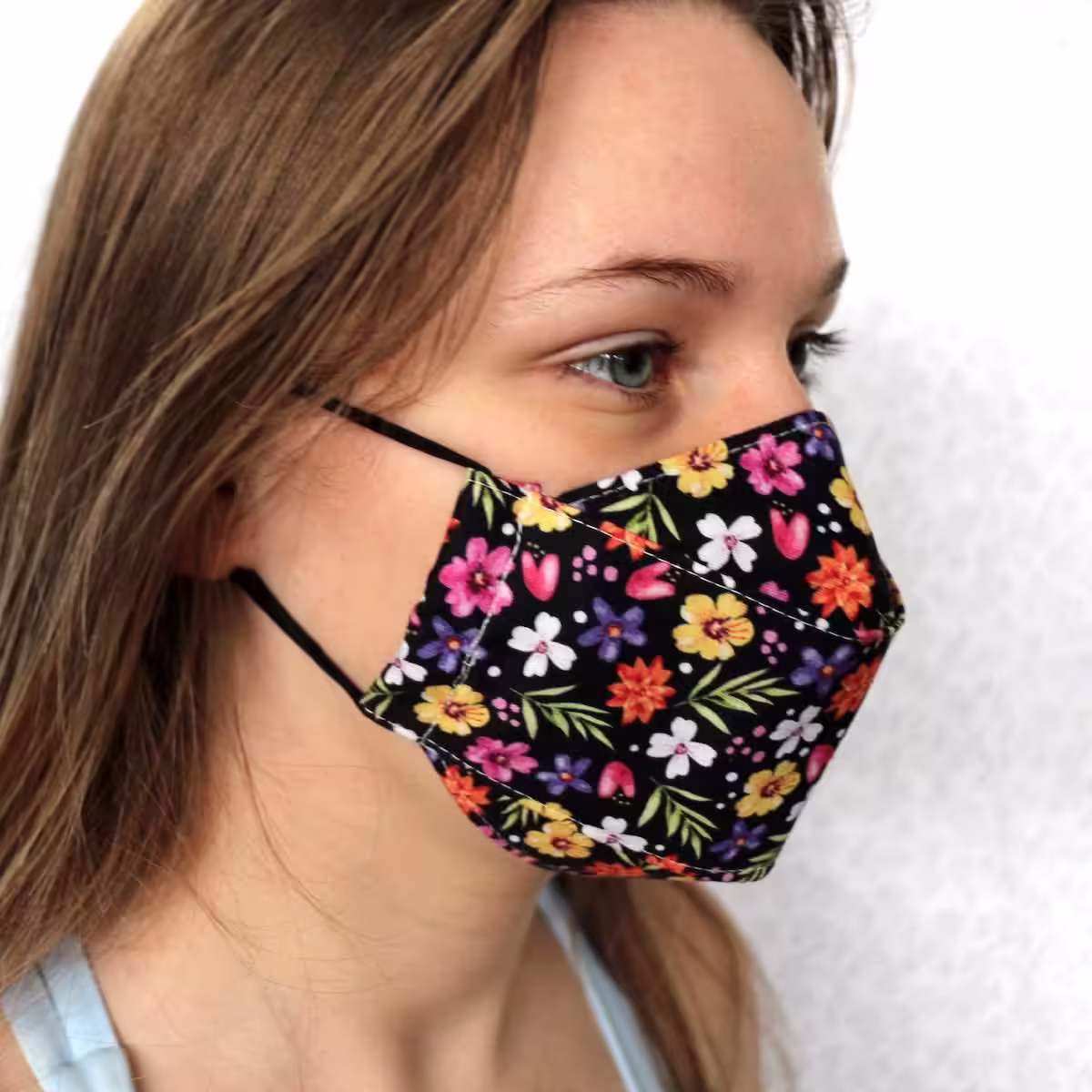 | Verity Blue Studio 3 Layer Silk Face Covering - Image 3